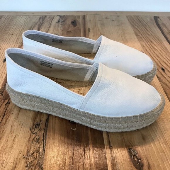 Maypol Espadrille Flat Shoes White Leather 8 - Picture 1 of 9